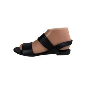 Chloe Mia Two Tone Flat Leather Sandal Size 37.5 Blueblack 7 US